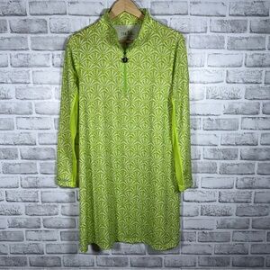 Stella Parker Golf Dress Women M Green White 1/4 Zip Athletic Pullover